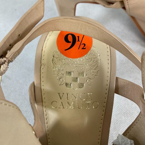 Vince‎ Camuto Sandals Womens Sz 9,5  Beige Open Toe Heel Slingback Leather NEW - Picture 6 of 7